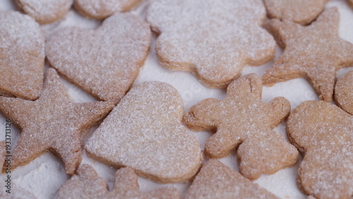 Sweet cookie display, Assorted sugarcoated bakery treats, Closeup of decorated home baked cookies, Homemade sugardusted cookies with rustic background setting for baking