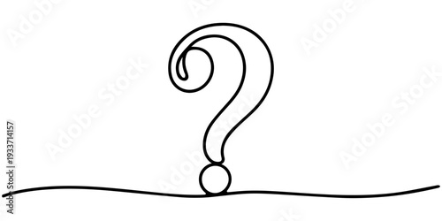 Question mark icon continuous one line art drawing for business support concepts, Continuous one line drawing question mark icon vector. Minimalist mystery symbol for help center, FAQ, curiosity