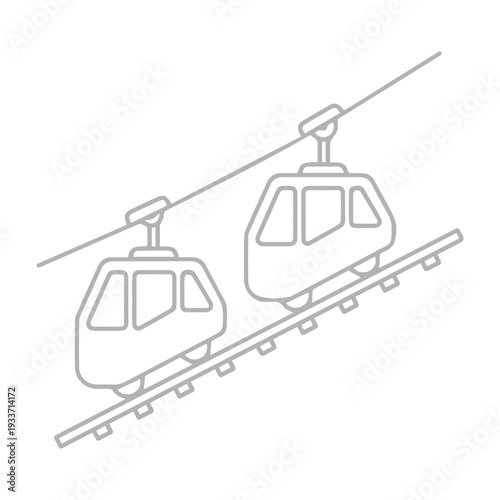 Cable cars ascending a steep incline on parallel tracks, representing a unique mode of transportation with scenic views