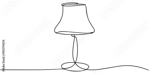 Continuous one line drawing of floor lamp design. Elegant floor lamp in single line draw illustration. Editable stroke, Interior floor lamp outline drawing illustration. one continuous line drawing.