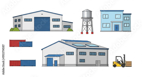 Warehouse Buildings with Industrial Equipment.