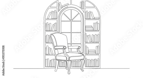 Vintage Style Armchair and Bookshelf.