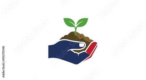 Hand Holding Soil with Small Plant.
