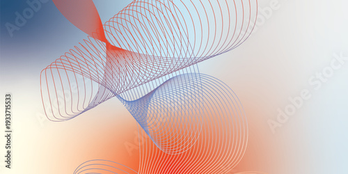 Abstract orange, azure, and white gradient backdrop with floating light particles and smooth curves, modern tech concept, vector style