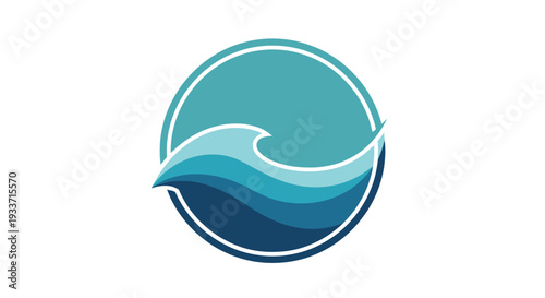 Blue Wave Logo Design Element Circle.