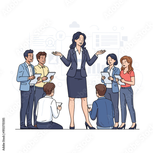 Woman Leading Business Meeting with Colleagues.