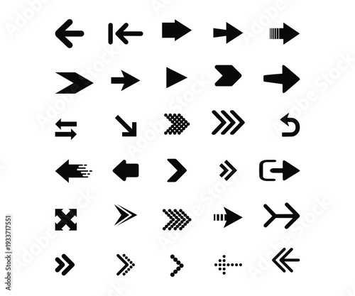 Arrows icons set, modern simple flat black vector pointer signs.Vector arrow illustration