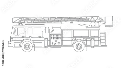 Fire Truck's Blueprint: Detailed illustration showcases a modern fire truck, a symbol of safety, readiness, and public service.