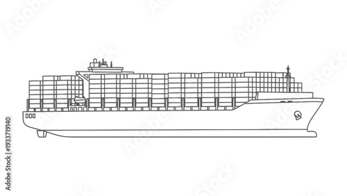 Ocean Freight Giant: A sleek, modern cargo ship, laden with stacked shipping containers, sails across the boundless sea, symbolizing global trade and commerce. 