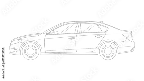 Sleek Sedan Silhouette: A minimalist outline showcases a modern sedan, highlighting its elegant lines and aerodynamic form. 