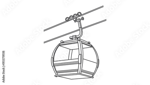 Cable Car Ascent: A modern cable car ascends along a sturdy cable, offering stunning panoramic views of the surrounding landscape, promising an unforgettable journey.