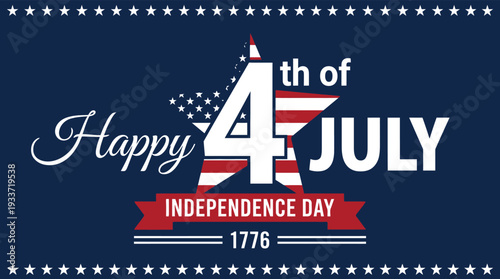 Happy 4th of July Independence Day 1776 US patriotic graphic