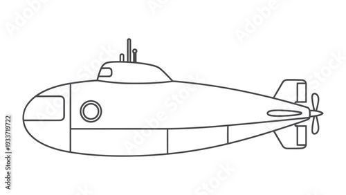 Submarine schematic: A detailed schematic illustration of a submarine, showcasing its streamlined design and key components.