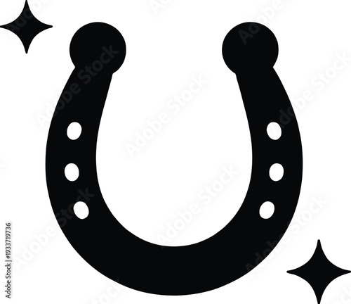 Lucky horseshoe silhouette icon isolated on white

