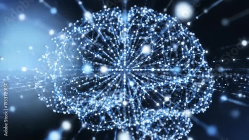 Abstract glowing brain network, artificial intelligence, neural network, digital mind, technology concept