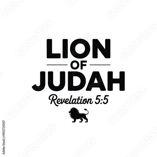Lion of judah typography with biblical reference and small lion graphic
