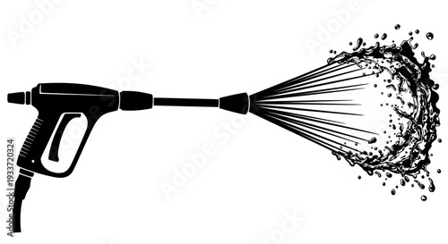 High Pressure Washer Spraying Water - Cleaning Tool Icon