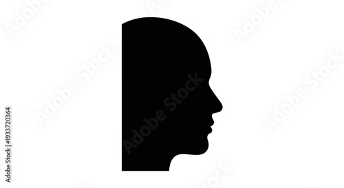 Silhouette of a human head in profile, isolated on white background