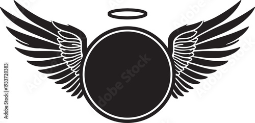 Angel wings with halo icon silhouette

