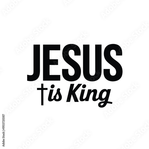 Bold text proclaiming jesus and tis king in a stark graphic design