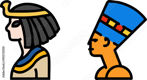 Egyptian Queen Nefertiti and Cleopatra Portraits