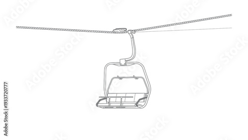 Ski Lift in High Altitude: Depicting a solitary ski lift suspended mid-air against a background of white, it symbolizes winter sport activity.