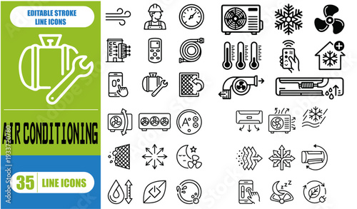 Air Conditioning icon symbol set. Air conditioner icons collection. Air Conditioning icon pack. illustration image. Isolated on white background