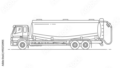 Fuel Tanker Silhouette: A sleek, modern fuel tanker, rendered in a striking outline, stands ready for transport. This graphic emphasizes the industrial design and capacity of this essential vehicle.
