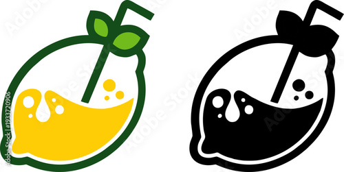 Fresh Lemon Juice Drink Vector Logo