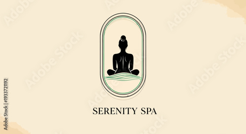 Serenity Spa Logo with Meditating Person Silhouette.