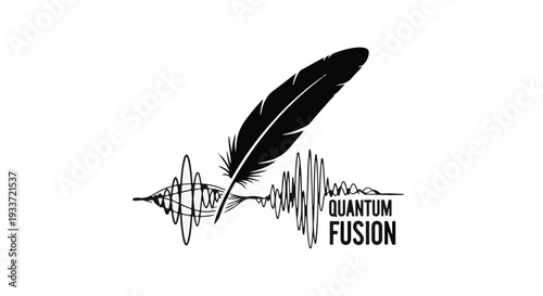 Elegant feather quill rests on sound wave visualization, symbolizing creative expression and innovation.