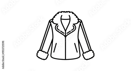 Winter Coat with Fur Hood Illustration.