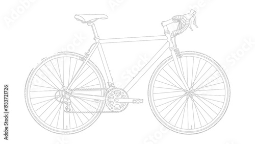 Streamlined Silhouette: A detailed outline of a sleek road bike, exuding a sense of speed and design, ready for a cycling adventure.