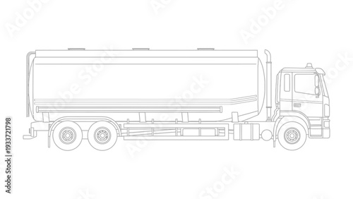 Tanker Truck Silhouette: A detailed outline of a tanker truck, showcasing its design and function in transporting liquids. 