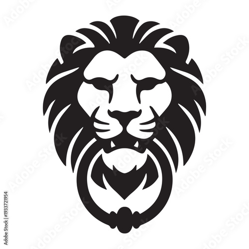 Antique lion head door knocker Icon Silhouette vector black design on a white background