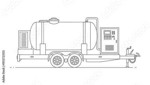Water Tanker: A detailed illustration showcases a sleek, industrial water tanker, perfectly suited for heavy-duty water transportation and delivery.