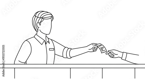 Woman Handing Over Small Object.