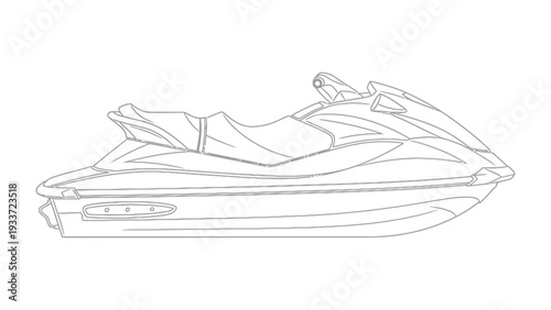 Jetski Silhouette: A detailed illustration of a jetski, a symbol of freedom, speed, and aquatic recreation. 