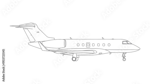 Modern Business Jet : A sleek business jet is seen ready for takeoff, it's lines expressing a sense of speed and progress.