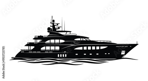 A striking black silhouette of a luxurious yacht gliding through the water capturing maritime elegance silhouette high quality
