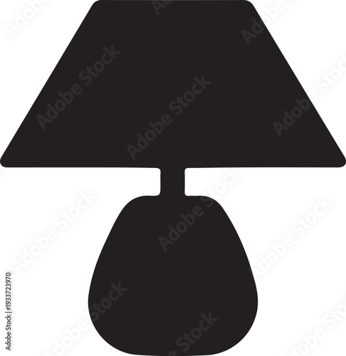 Table Lamp Silhouette Classic Desk Light Icon for Interior Design and Decor