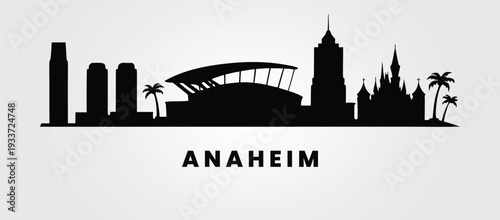 Anaheim skyline vector for Southern California travel and tourism.