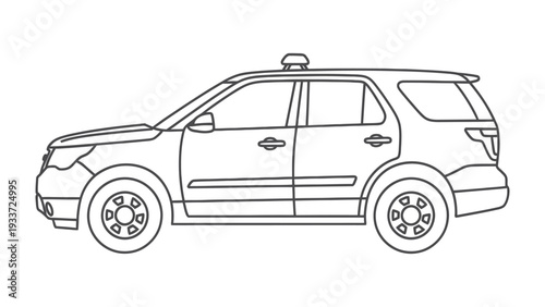 Black and White SUV Silhouette: A sleek, detailed illustration of an SUV.