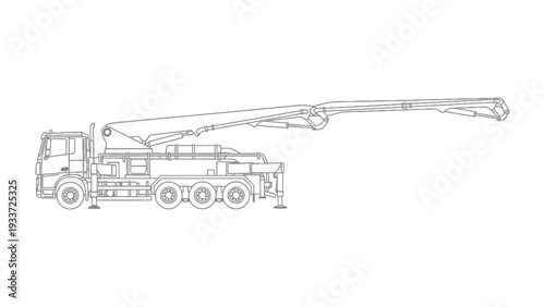 Concrete Mixer Machine Illustration: A technical illustration of a concrete mixer machine showcases its complex mechanics and design