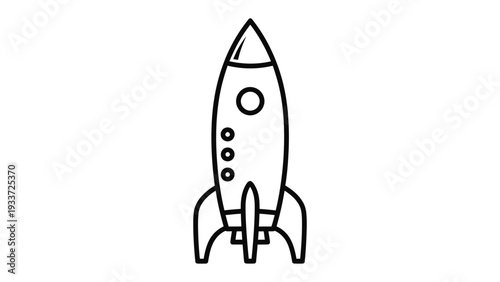 Rocket in Space: a simple and clean outline of a rocket, poised for a thrilling journey into the cosmos, illustrating the limitless potential of space exploration.