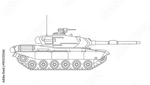 Tank: Armored vehicle with a long cannon, showcasing the power of military technology and engineering.