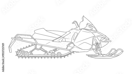 Snowmobile Sketch: An outline of a snowmobile, a symbol of winter adventure and thrilling rides across snowy landscapes.