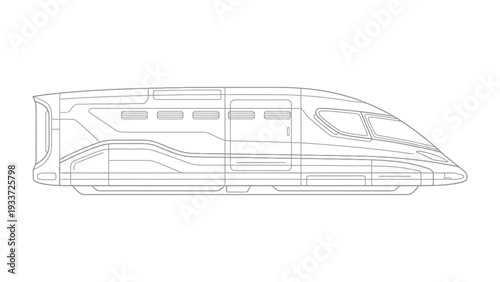 Modern Train Sketch: Clean lines illustrate a futuristic, high-speed train, embodying modern transport and technological innovation.