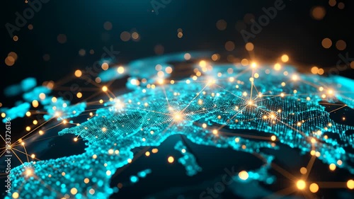 Digital Connection Network Overlay Across Europe, Global Communication