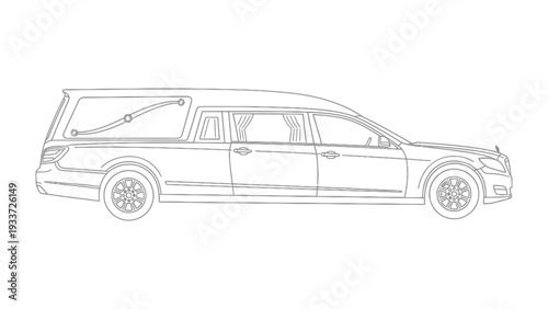 Hearse Sketch: A meticulously detailed sketch of a hearse, capturing the solemnity of its form, evokes a sense of respect and remembrance. 
